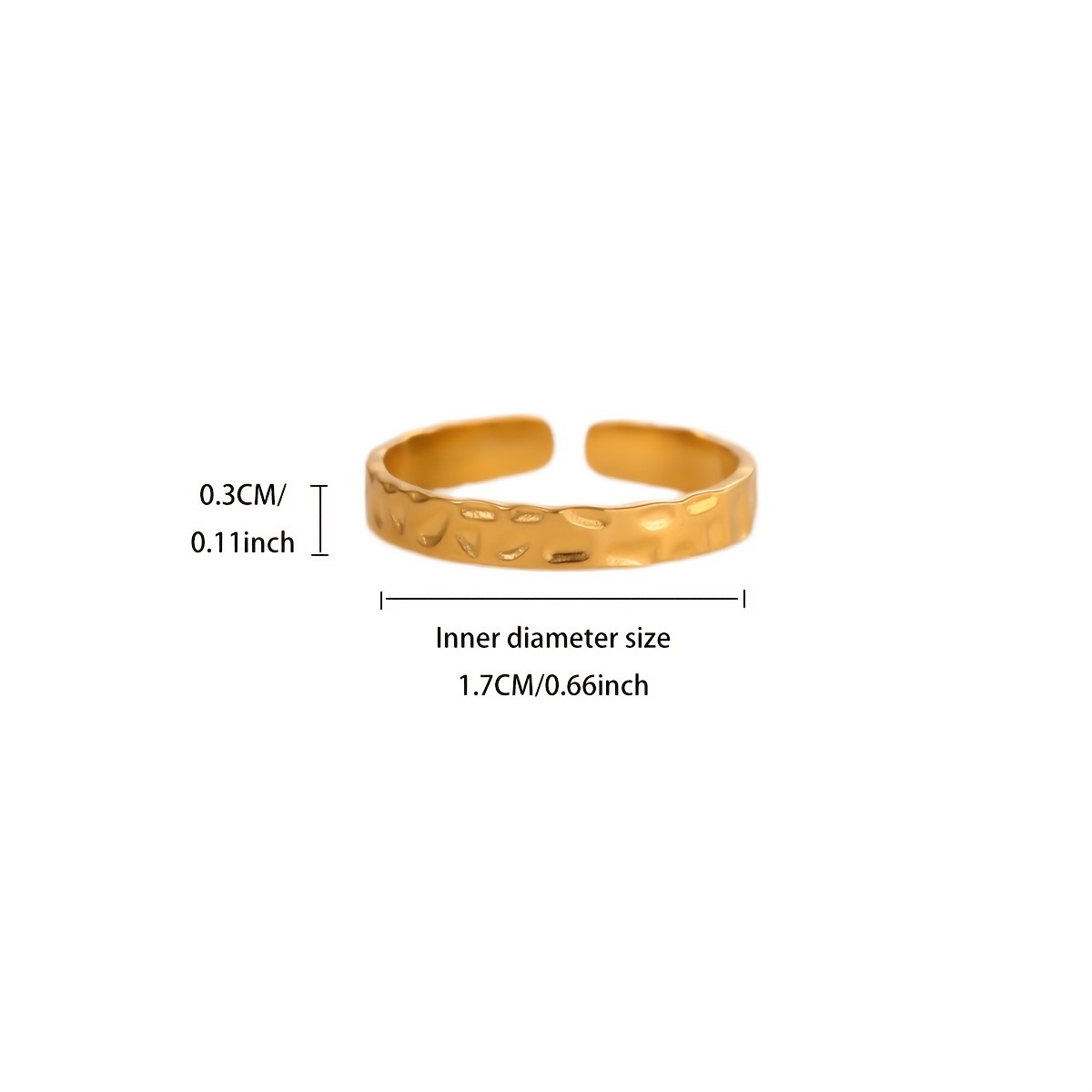 Stainless Steel Textured Plain Open Ring, Unisex